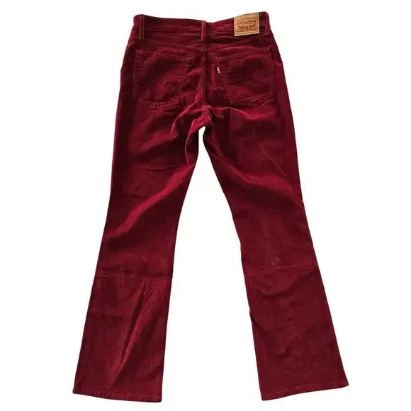 Levi’s 725 High Rise Bootcut Corduroy Pants Burgundy Red Sz 29 - Picture 3 of 6